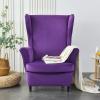 2 Pieces Velvet Wing Back Chair Slipcover,Stretch Soft Chair Cover,Plush Solid Color American Armchair Cover with Cushion Cover for Home Hotel (Purple New) view 2