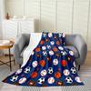 Ball Sports Games Throw Blanket,Baseball Basketball Bed Blanket for Kids Teens Adult Room Decor, Soccer Football Rugby Flannel Blanket Dark Blue Stars Fuzzy Blanket, Throw Size (50 x 60 Inches) view 1