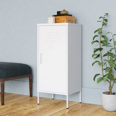 FAMIROSA Single Door Metal Storage Cabinet with 2 Adjustable Shelves, Metal Cabinet Home Office Storage Cabinets with Doors and Shelves, File Cabinet Organizer 16.7" x 13.8" x 40" White
