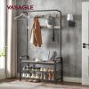 VASAGLE Coat Rack, Hall Tree with Shoe Bench for Entryway, Entryway Bench with Coat Rack, 4-in-1, with 9 Removable Hooks, a Hanging Rod, 13.3 x 33.1 x 72.1 Inches, Greige and Black UHSR400B02 view 2