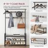 VASAGLE Coat Rack, Hall Tree with Shoe Bench for Entryway, Entryway Bench with Coat Rack, 4-in-1, with 9 Removable Hooks, a Hanging Rod, 13.3 x 33.1 x 72.1 Inches, Greige and Black UHSR400B02 view 3