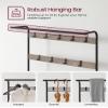 VASAGLE Coat Rack, Hall Tree with Shoe Bench for Entryway, Entryway Bench with Coat Rack, 4-in-1, with 9 Removable Hooks, a Hanging Rod, 13.3 x 33.1 x 72.1 Inches, Greige and Black UHSR400B02 view 4