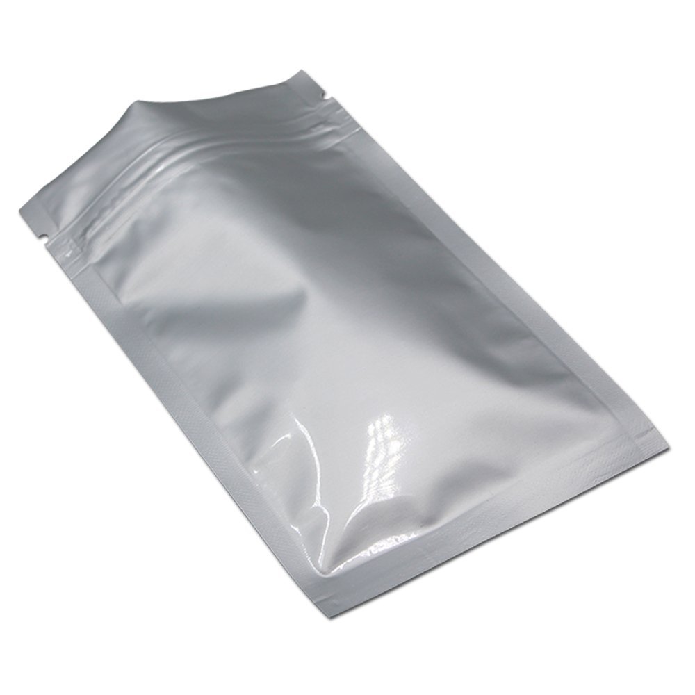 MITOB Flat Mylar Bags Zipper Lock Foil Bag 4 Mil Silver for Zip Food Storage Lock Resealable Aluminum Mylar Pouch Heat Sealable (100, 5.5x7.9 inch)