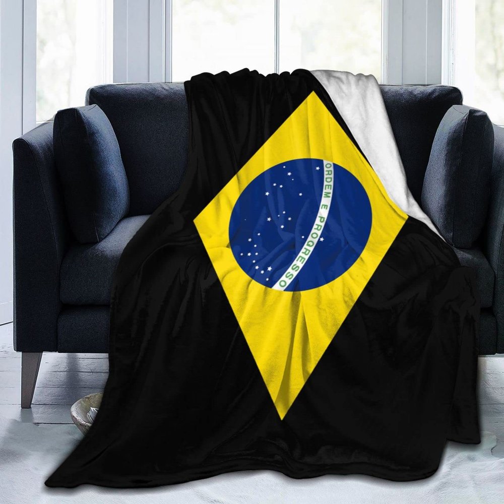 AHMOVOMAH Brazil Flag of Brasil Fleece Blanket Bed Linen Sofa Blankets Throw Size 50"X40" for Yoga Mats Pillow Case