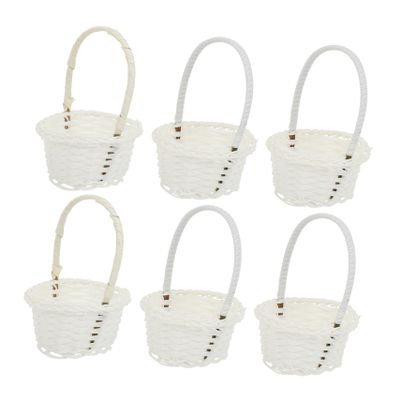 DOITOOL Rattan Vegetable Basket 4.01X3.14X5.51In Small Woven Picnic Basket Multi-Purpose Storage Organizer for Kitchen Home Decor Set of 6