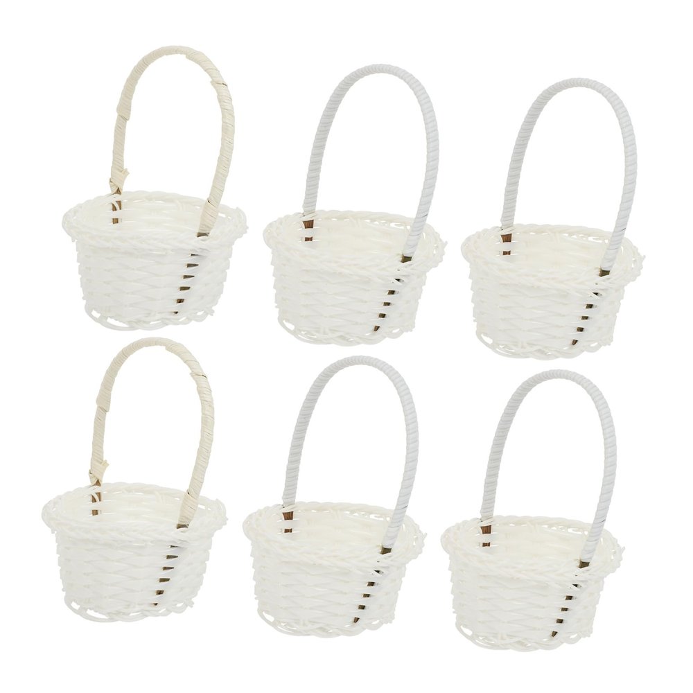 DOITOOL Rattan Vegetable Basket 4.01X3.14X5.51In Small Woven Picnic Basket Multi-Purpose Storage Organizer for Kitchen Home Decor Set of 6
