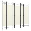 Tidyard Room Divider, 6-Panel Freestanding Partition Privacy Screen with Circle Design, White Fabric and Iron Frame, 94.5inx70.9in for Bedroom or Room Separation view 2