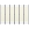 Tidyard Room Divider, 6-Panel Freestanding Partition Privacy Screen with Circle Design, White Fabric and Iron Frame, 94.5inx70.9in for Bedroom or Room Separation view 3