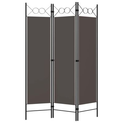 Tidyard Room Divider, 3-Panel Freestanding Partition Screen with Circle Design, 47.2x70.9 Inches Anthracite Fabric and Iron Frame for Bedroom Privacy and Room Separation