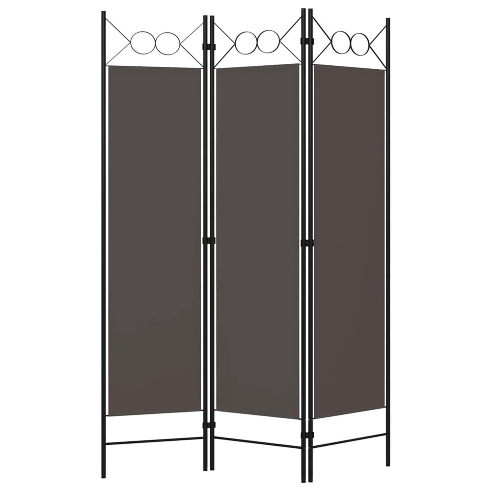 Tidyard Room Divider, 3-Panel Freestanding Partition Screen with Circle Design, 47.2x70.9 Inches Anthracite Fabric and Iron Frame for Bedroom Privacy and Room Separation