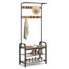 VASAGLE Coat Rack, Hall Tree with Shoe Bench for Entryway, Entryway Bench with Coat Rack, 4-in-1, with 9 Removable Hooks, a Hanging Rod, 13.3 x 28.3 x 72.1 Inches, Rustic Walnut and Black UHSR040B41 view 1
