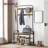 VASAGLE Coat Rack, Hall Tree with Shoe Bench for Entryway, Entryway Bench with Coat Rack, 4-in-1, with 9 Removable Hooks, a Hanging Rod, 13.3 x 28.3 x 72.1 Inches, Rustic Walnut and Black UHSR040B41 view 2