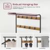 VASAGLE Coat Rack, Hall Tree with Shoe Bench for Entryway, Entryway Bench with Coat Rack, 4-in-1, with 9 Removable Hooks, a Hanging Rod, 13.3 x 28.3 x 72.1 Inches, Rustic Walnut and Black UHSR040B41 view 4