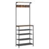 VASAGLE Hall Tree with Shoe Bench, Coat Rack Shoe Bench, 5-Tier Shoe Rack Different Heights, 5 Dual Hooks, Top Shelf, Entryway Organizer, Hallway Bedroom Dorm, Rustic Brown and Black UHSR412B01 view 1
