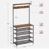 VASAGLE Hall Tree with Shoe Bench, Coat Rack Shoe Bench, 5-Tier Shoe Rack Different Heights, 5 Dual Hooks, Top Shelf, Entryway Organizer, Hallway Bedroom Dorm, Rustic Brown and Black UHSR412B01 view 3