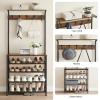 VASAGLE Hall Tree with Shoe Bench, Coat Rack Shoe Bench, 5-Tier Shoe Rack Different Heights, 5 Dual Hooks, Top Shelf, Entryway Organizer, Hallway Bedroom Dorm, Rustic Brown and Black UHSR412B01 view 4