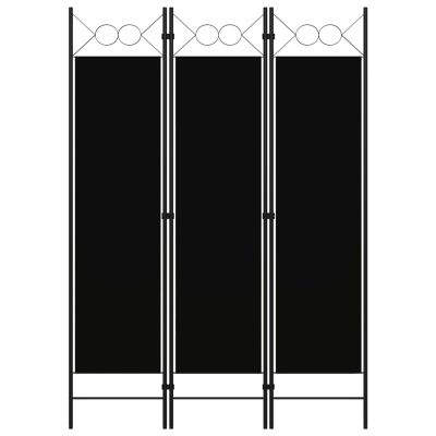 Tidyard Room Divider, 3-Panel Freestanding Partition Screen, 47.2x70.9 Inches, Black Fabric and Iron Frame, for Bedroom Privacy and Room Separation