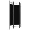 Tidyard Room Divider, 3-Panel Freestanding Partition Screen, 47.2x70.9 Inches, Black Fabric and Iron Frame, for Bedroom Privacy and Room Separation view 3