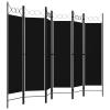 Tidyard Room Divider Screen, 6-Panel Freestanding Partition with Circle Design, Black Fabric on Powder-Coated Iron Frame, 94.5x70.9 Inches for Bedroom Privacy and Room Separation view 2