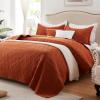 LEAONME Quilt Set King Size 3 Pieces,Lightweight Burnt Orange/Rust Bedspread-98''x106'',Soft Microfiber Summer Quilt,Luxurious Warm Coverlet Sets for All Seasons (Includes 1 Quilt, 2 Shams) view 1