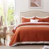 LEAONME Quilt Set King Size 3 Pieces,Lightweight Burnt Orange/Rust Bedspread-98''x106'',Soft Microfiber Summer Quilt,Luxurious Warm Coverlet Sets for All Seasons (Includes 1 Quilt, 2 Shams) view 2