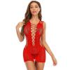 XIEHC Womens Lingerie, Hot Drill Pack Hip, Breastless Short Skirt Uniforms 3, Red, One Size,Open Back Lingerie Lace Babydoll view 1
