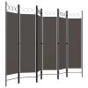 Tidyard Room Divider Screen, 6-Panel Freestanding Partition with Circle Design, Anthracite Fabric on Powder-Coated Iron Frame, 94.5x70.9 Inches for Bedroom Privacy and Room Separation view 2