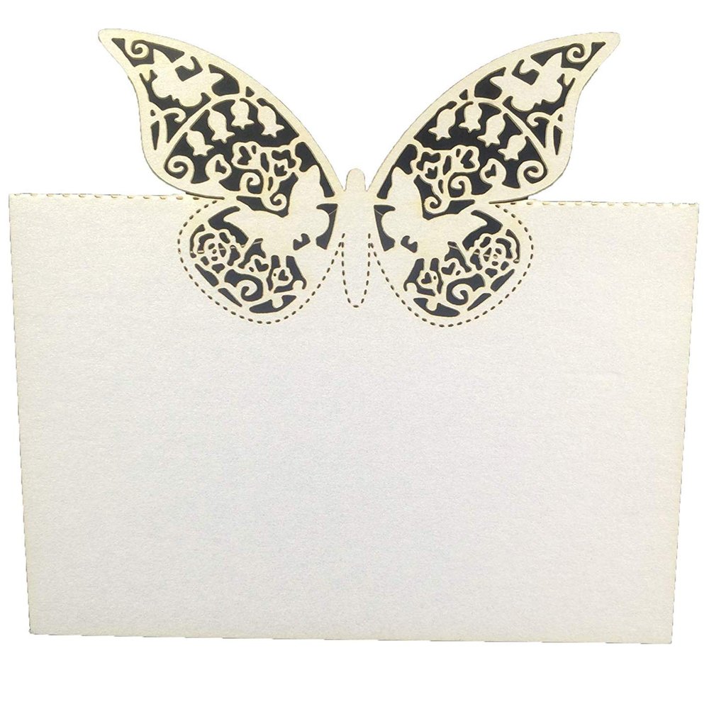 Lace Butterfly Laser Cut Wedding Table Name Place Card 10-piece