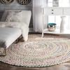 100% Cotton Farmhouse Rugs for Living Area Rug Hand Braided Round Rustic Rugs for Bedroom, Kitchen, Living Room Diamond Rug Carpet (4x4 Square Feet (120x120 Cm), White) view 1