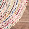 100% Cotton Farmhouse Rugs for Living Area Rug Hand Braided Round Rustic Rugs for Bedroom, Kitchen, Living Room Diamond Rug Carpet (4x4 Square Feet (120x120 Cm), White) view 3