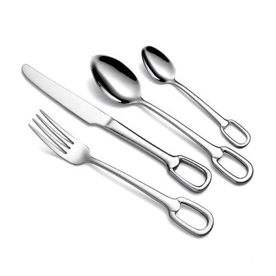 IKXO Silverware Set for 6, 24-Piece Silver Shovel Shape Stainless Steel Satin Finish Flatware Set,Kitchen Utensil Set,Tableware Travel Cutlery Set for Camping Office School Lunch, Dishwasher Safe