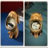 Tomzong Golden Brass Cute Dog Miniatures Figurines, Big Mouth Dog Statue Living Room Desk Decoration Jewelry Key Storage Box view 3