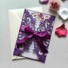25PCS Dark Purple Laser Cut Wedding Invitations Cards with Envelopes,Blank Inner Sheets,Ribbons for Wedding Bridal Shower Quinceaera Engagement Birthday Invites view 3
