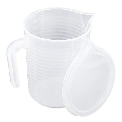 1000ML Large Capacity Food Grade PP Measuring Cup with Lid for Baking Cooking Pastry Kitchen Stable Angled Handle