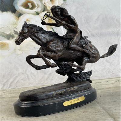 Cheyenne 10" Length Solid Bronze Statue Sculpture by Frederic Remington Medium by Think Bronze Classy