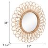 Hobby Lobby Home Decor Flower Rattan Brown Wall Round Mirror view 2