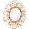 Hobby Lobby Home Decor Flower Rattan Brown Wall Round Mirror view 3