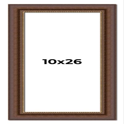 10x26 Frame Brown Beaded Copper Solid Wood Picture Frame Width 2 Inches | Interior Frame Depth 0.5 Inches | Marron Photo Frame | Complete with UV Acrylic, Foam Board Backing & Hanging Hardware