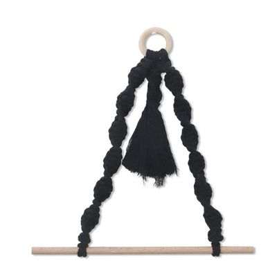 Nordic Wooden Towel Rack Macrame Rope Toilet Paper Holder Hanging Tapestry Home Hotel Bathroom Decoration Supplies Towel Shelf,Black,China