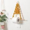 Nordic Wooden Towel Rack Macrame Rope Toilet Paper Holder Hanging Tapestry Home Hotel Bathroom Decoration Supplies Towel Shelf,Black,China view 4
