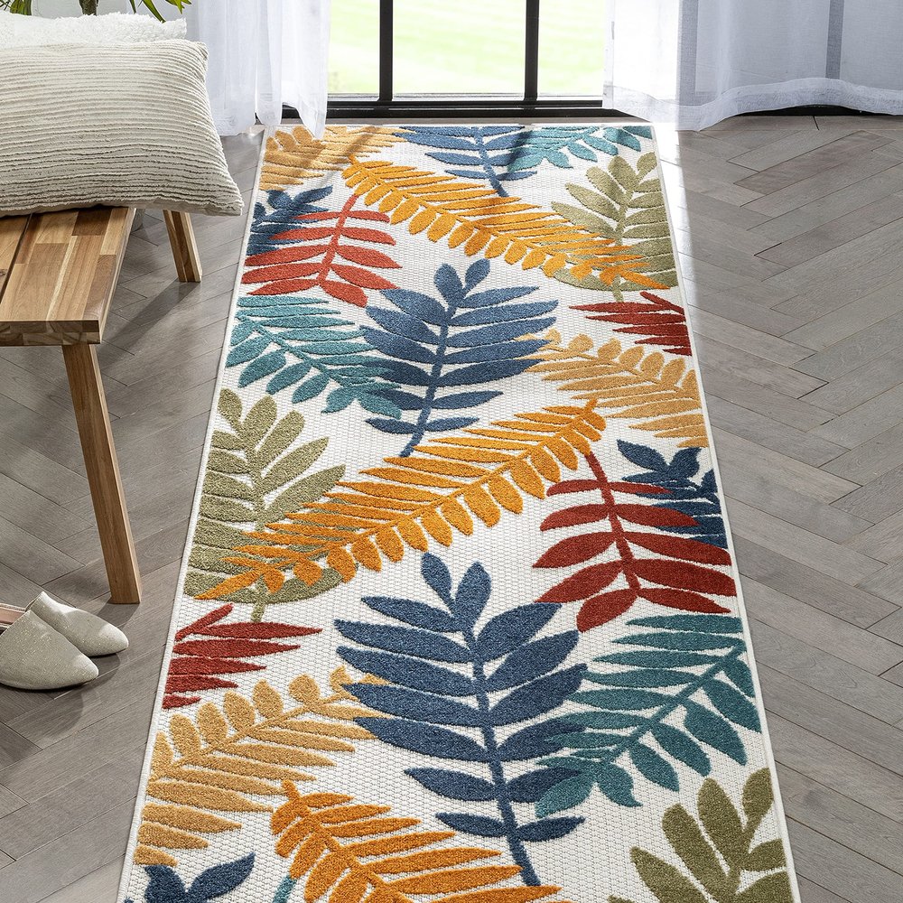 Well Woven Dorado Mariah 2'7" x 9'10" Runner Ivory Multi Modern Indoor / Outdoor Floral Area Rug