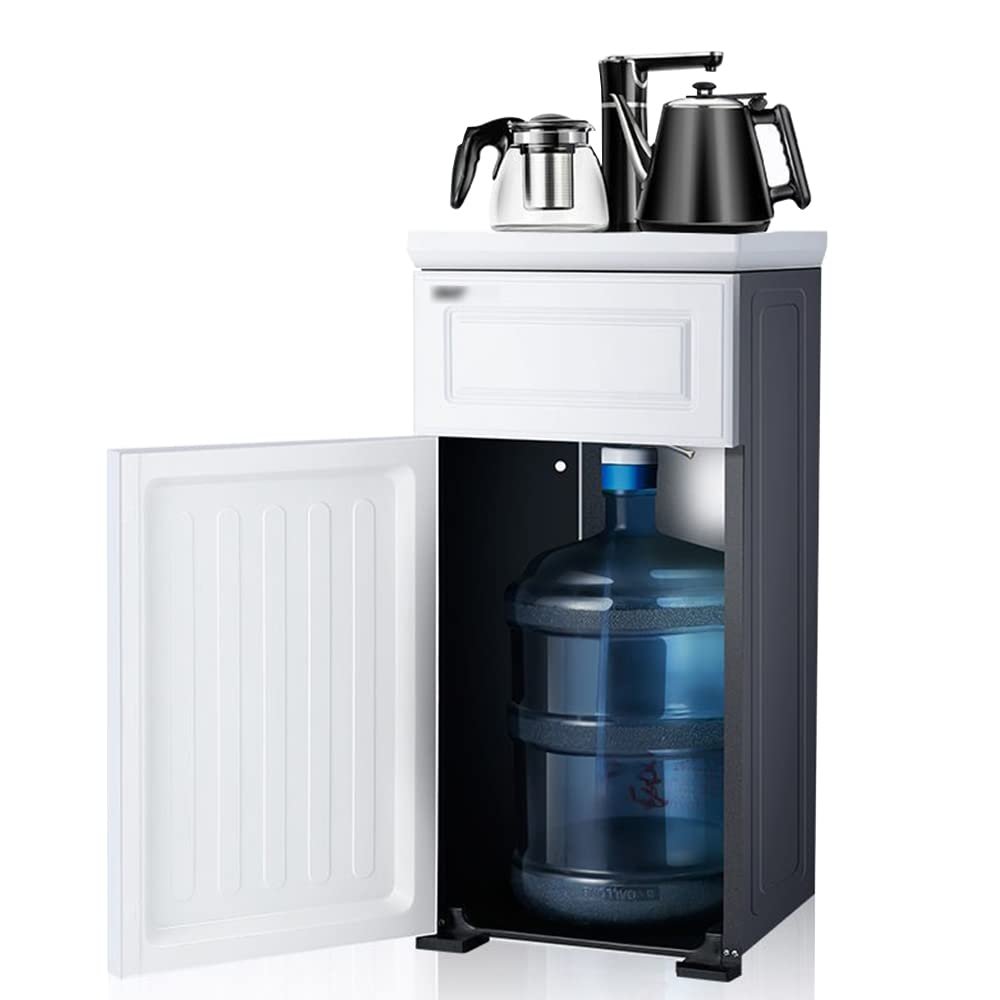 Household Intelligent Floor-Standing Water Dispenser, Hot Cold Water Bucket Anti-Scalding Manual Rotating Office Water Station Water Dispenser