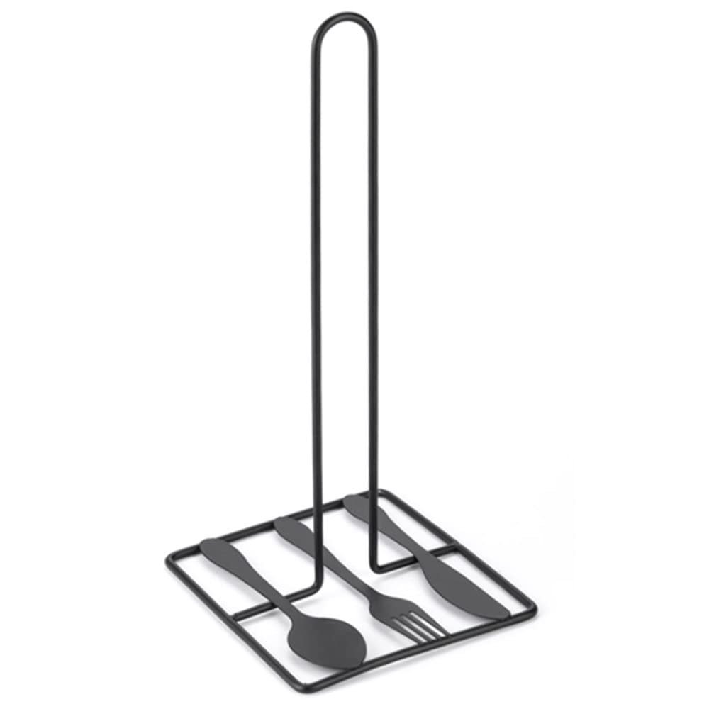 Kitchen Roll Paper Towel Holder Bathroom Tissue Stand Dining Table Vertical Napkins Rack Kitchen Storage Shelf Black,1