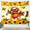 Feelyou Cute Sloth Wall Tapestry Sunflower Sloth Tapestry for Kids Boys Girls Butterfly Tapestry Wall Hanging Botanical Floral Wall Art for Bedroom Living Room,Small 51x59 Inches view 1