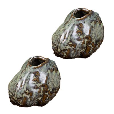 ShengXia Unique Small Ceramic Flower Vases - Table Mini Floral Vase - Micro Landscape Vases Ornament - Suitable for Home Office Desktop Decoration Gift #5-2pcs
