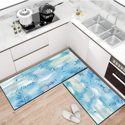 Kitchen Runner Rug Non Slip 3'4"x5' Modern Blue Contemporary Floor Carpet for Corridor