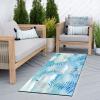 Kitchen Runner Rug Non Slip 3'4"x5' Modern Blue Contemporary Floor Carpet for Corridor view 3