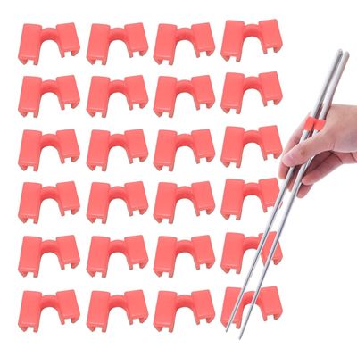 24 Pieces Reusable Kid Training Chopstick Helper for Kids Adults Beginner Learner or Trainers, Plastic Practice Chop Stick Pack, Hinges Connector for Practice Chopstick