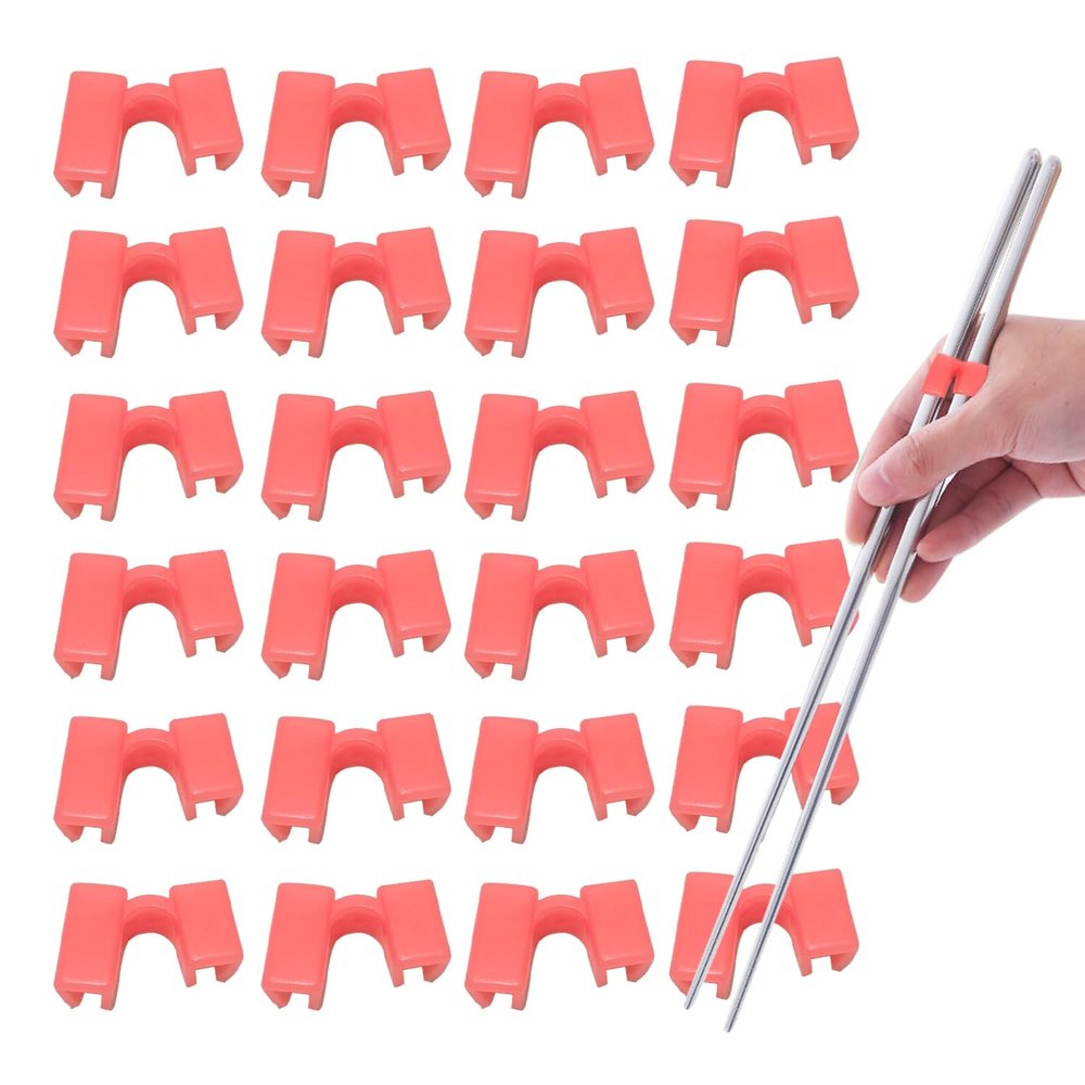 24 Pieces Reusable Kid Training Chopstick Helper for Kids Adults Beginner Learner or Trainers, Plastic Practice Chop Stick Pack, Hinges Connector for Practice Chopstick
