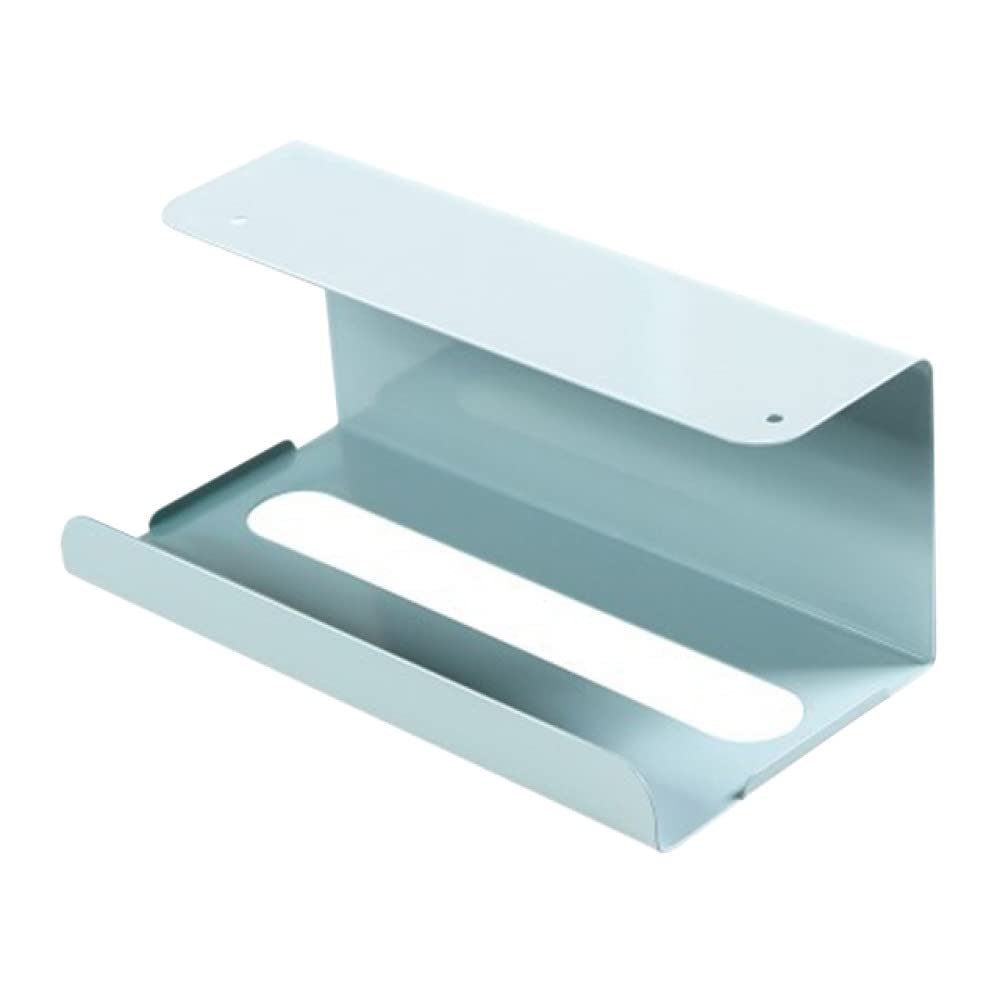 Under Cabinet Paper Towel Holder Iron Tissue Box Storage Rack Tissue Holder Paper Towel Rack Kitchen Towel Hanging Case,Blue